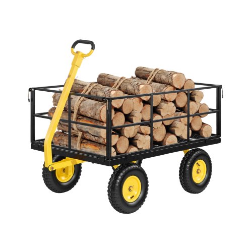 VEVOR-wagen 116,8 x 76 x 77,5 cm, transportwagen 635 kg, tuinwagen, gereedschapswagen, 2-in-1 handwagen, met all-terrain banden, afneembare zijpanelen van gaas en 180° draaibare handgreep