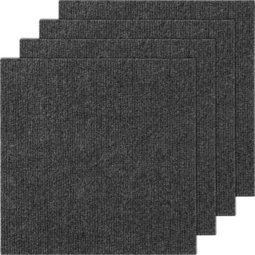 VEVOR Schil en plak tapijttegels, 305x305 mm, zelfklevende tapijtvloertegels, zacht gewatteerde tapijttegels, doe-het-zelf-installatie voor slaapkamer, woonkamer (12 stuks, donkergrijs) afbeelding