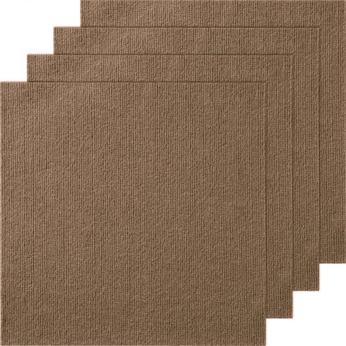 VEVOR Schil en plak tapijttegels, 457x457 mm, zelfklevende tapijtvloertegels, zacht gewatteerde tapijttegels, doe-het-zelf installatie voor slaapkamer, woonkamer (10 stuks, donkerbruin) afbeelding