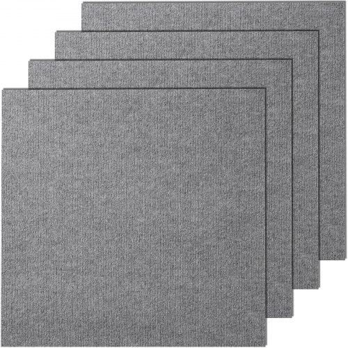 VEVOR Schil en plak tapijttegels 24" x 24" zelfklevende tapijtvloertegels Zacht gevoerde tapijttegels DIY-installatie voor slaapkamer woonkamer (9 stuks, lichtgrijs) afbeelding