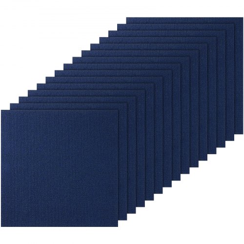VEVOR Schil en plak tapijttegels 24" x 24" zelfklevende tapijtvloertegels Zacht gevoerde tapijttegels DIY-installatie voor slaapkamer woonkamer (15 stuks, donkerblauw) afbeelding