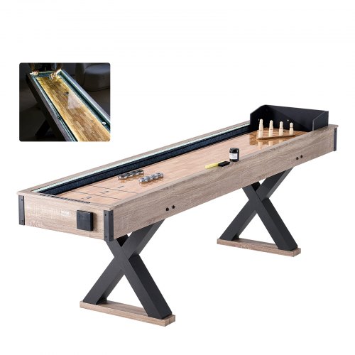 VEVOR sjoeltafel 2 in 1 sjoelbak bowlingcombinatiespelset LED 274cm afbeelding
