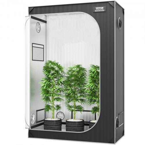 VEVOR kweekkast 122 x 61 x 183 cm kas gemaakt van 22 mm stalen frame en 2000D Oxford stof kweektent 60 kg draagvermogen kweekkast geschikt voor 150 W kweeklicht binnen kweektent afbeelding