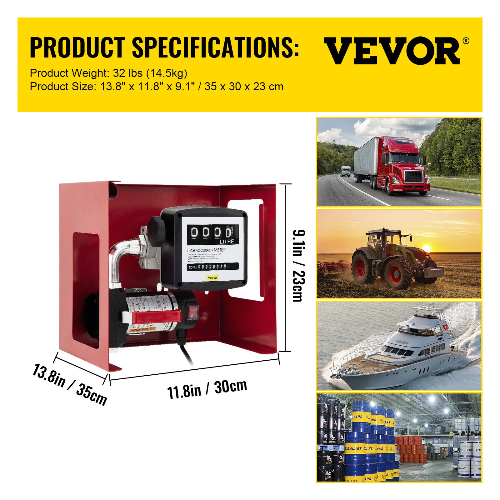 VEVOR 300W Dieselpomp Zelfaanzuigende Oliepomp Automatisch 40L Min 220V   Oil Transfer Pump F6 