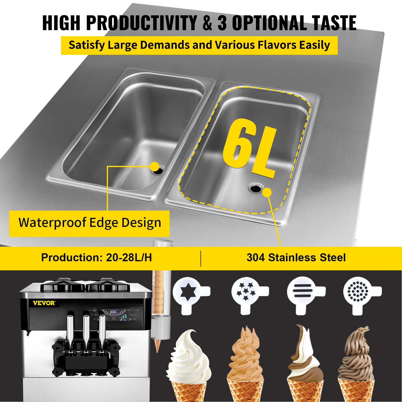 2028L/H Commercial Soft Ice Cream Machine EasyCleaning Yogurt YKF