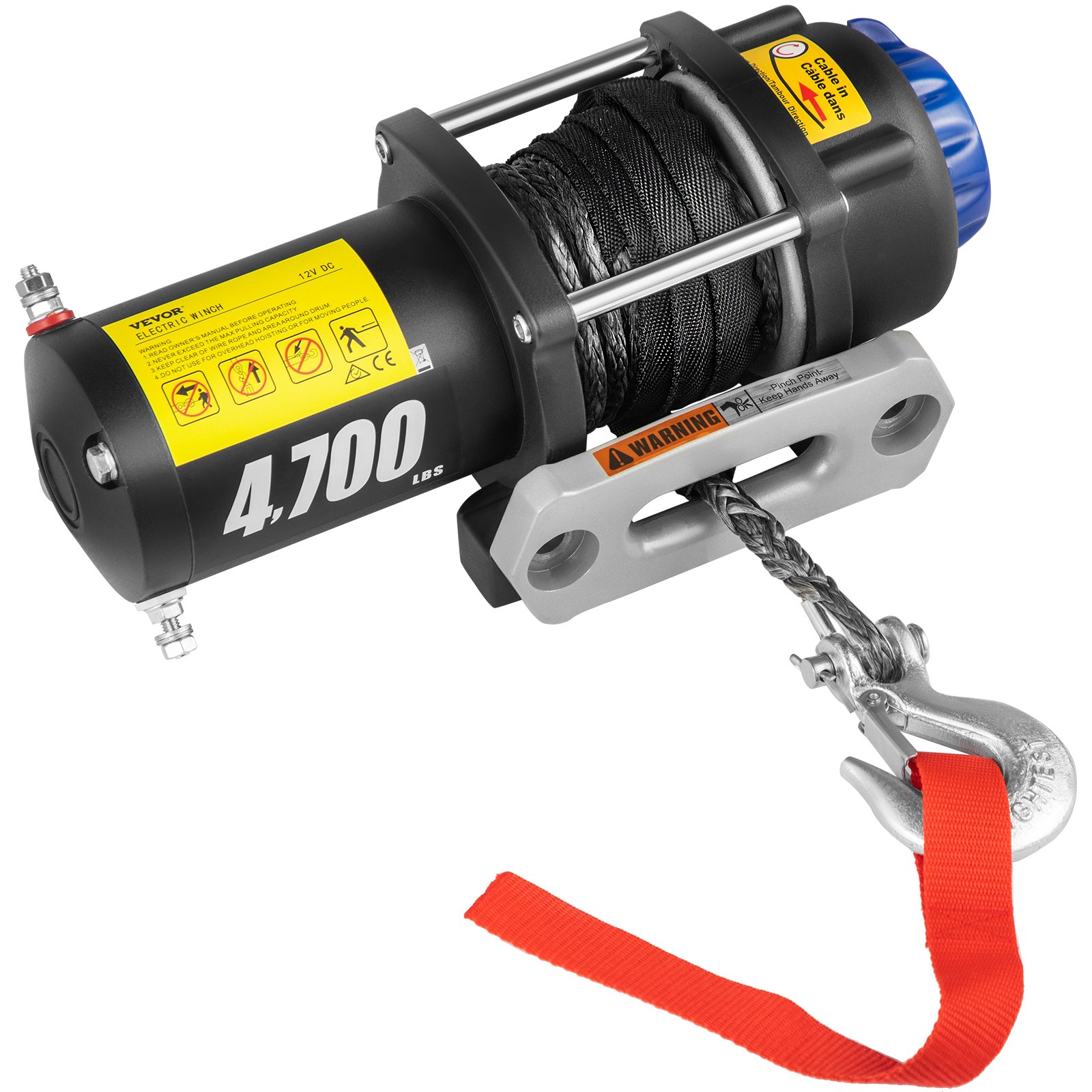VEVOR Cabrestante Electrico de Cuerda Sintetica 12V Remoto Control 4500