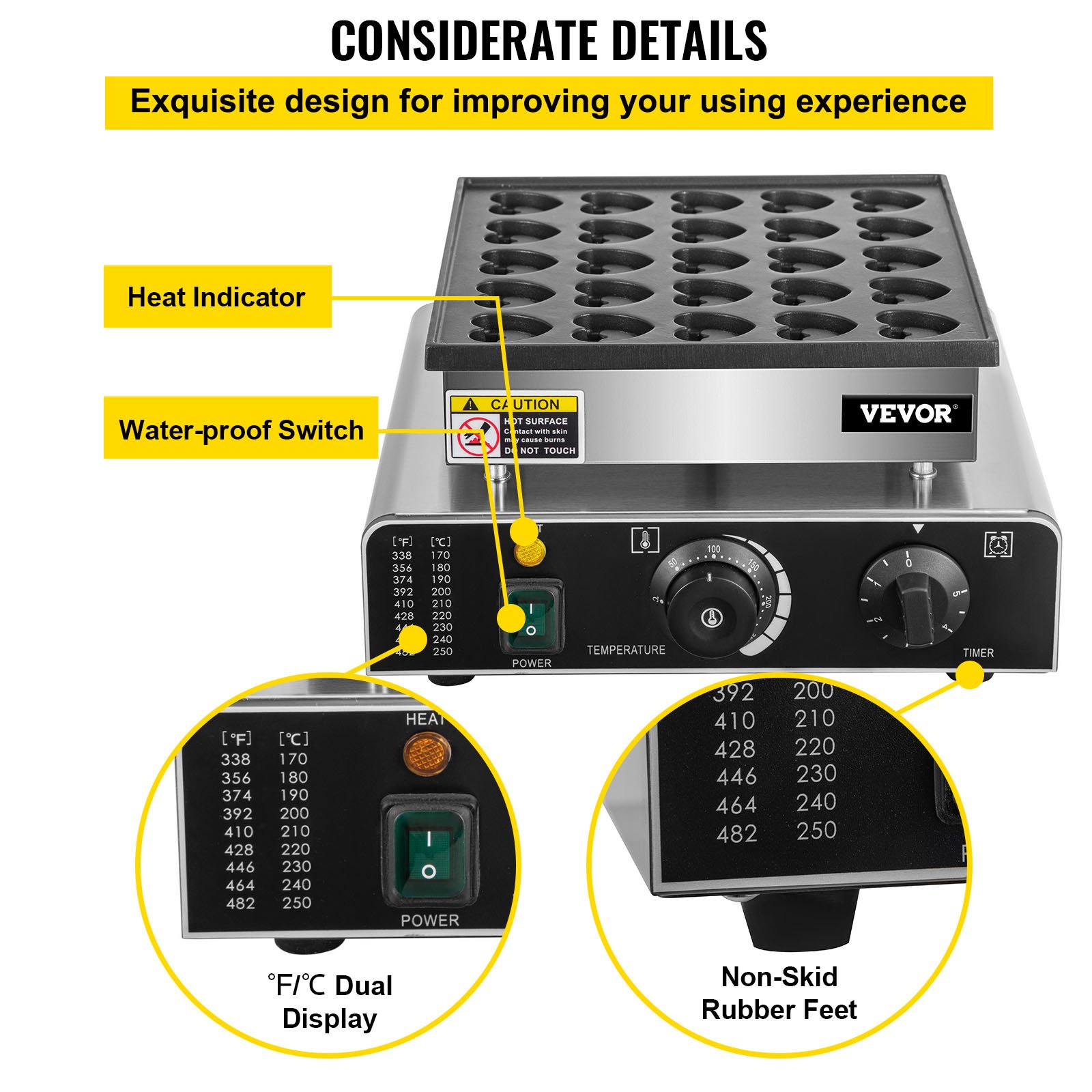 VEVOR Mini Dutch Pancake Maker 850W Nederlandse Pannenkoekenmaker
