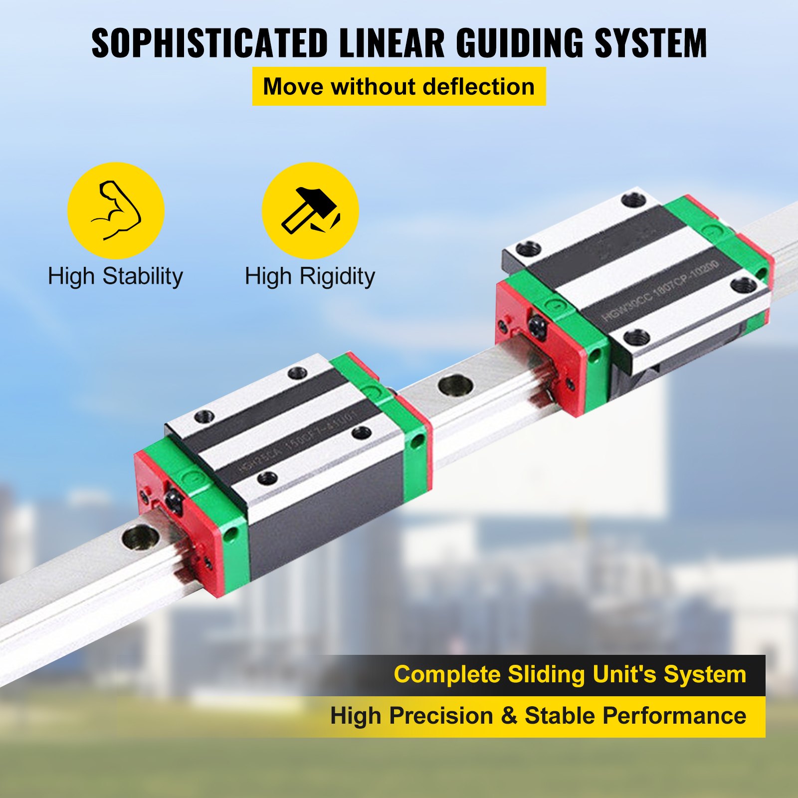 Rail Guidage Linéaire - VEVOR - 2 x SBR16-1000mm - 4 Pcs SBR16UU