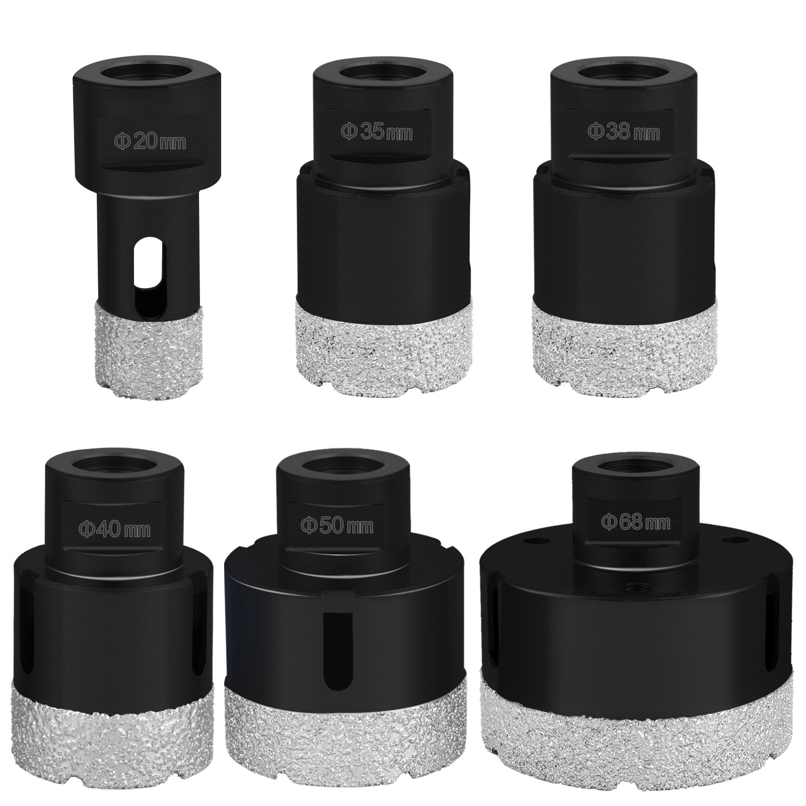VEVOR Tegels Diamantboorset 6 Stuks Diamant Gecoate Gatenzagen Zwarte