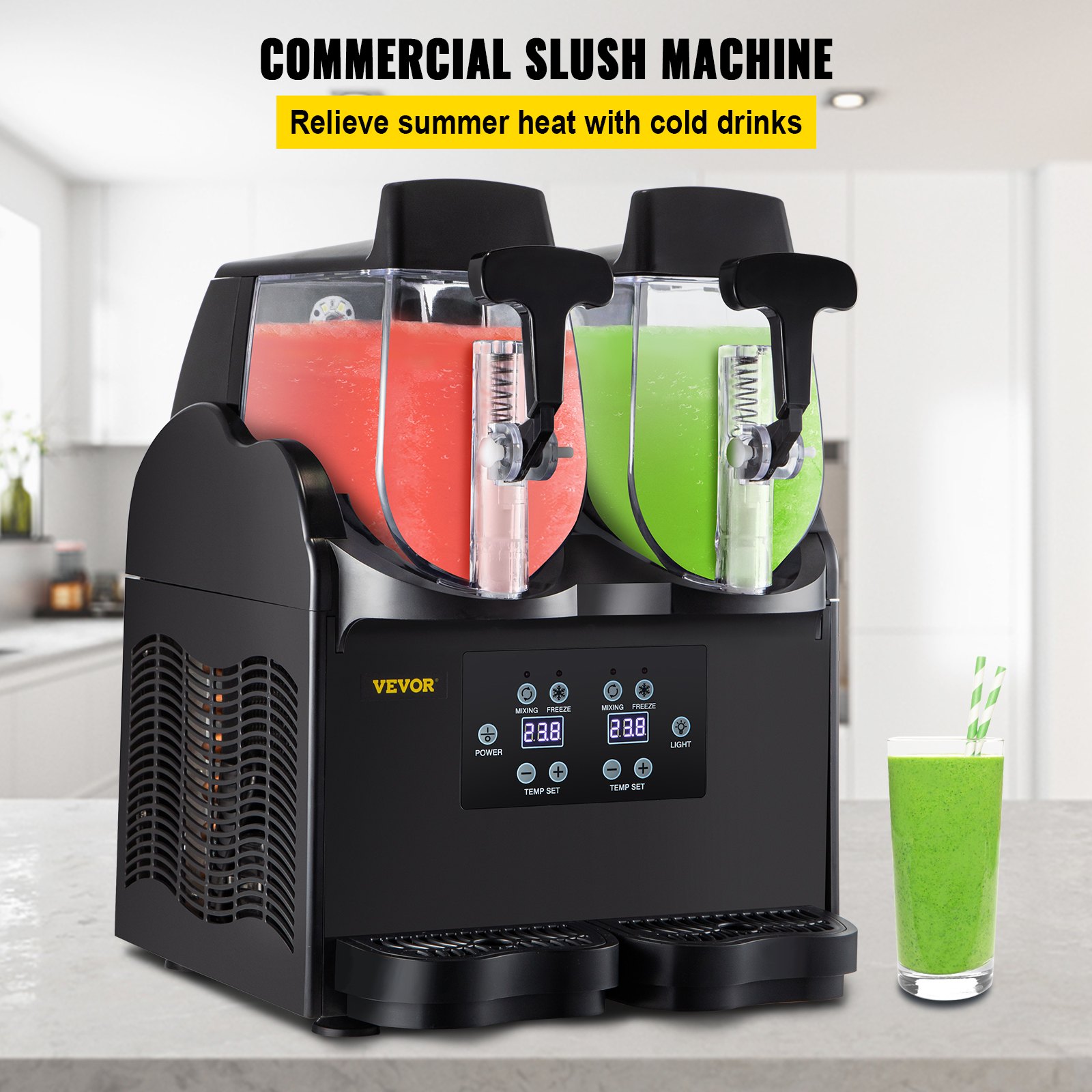 VEVOR Frozen Drink Machine 2x2,5L Commerciële Slush Machine 380W