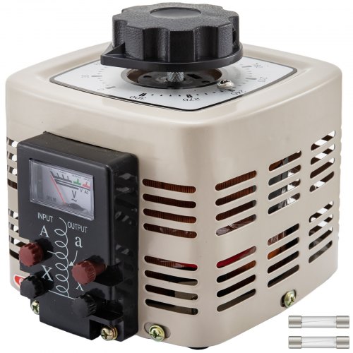 

VEVOR Переменный трансформатор 500VA преобразователь напряжения источника питания 0-300V 220V AC 50 Hz с измерителем выходного напряжения и встроенной медной катушкой
