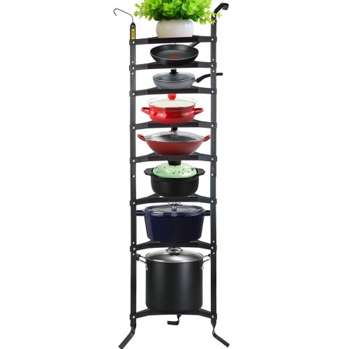 

VEVOR Подставка для посуды вертикальная стойка для кастрюль 8-ярусная для хранения кухонный декор сталь 68". H