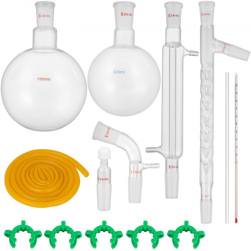 

VEVOR Стеклянный набор для органической химии набор для дистилляции 13шт 24/40 набор лабораторной посуды