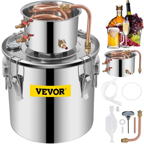 

VEVOR 4.6 UK Gal домашнего использования самогон все еще пивоварения нержавеющей стали дистиллятор вода вино алкоголь дистилляции оборудование