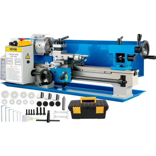 

VEVOR Compact Metal Lathe 7" x 14", Adjustable Speed 0-2500 RPM, Equipped with 4" 3-jaw Chuck, Ideal for Metalworking, Benchtop Design for Metal Turning Projects