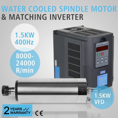 Vevor 1.5kw Water Cooled Spindle Motor 1.5kw Vfd Coole Motor Eu Stock Mill Grind