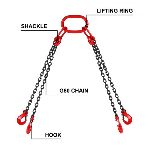 Chain Sling Grade 80 5/16" x 5' Triple Leg with Grab Hooks