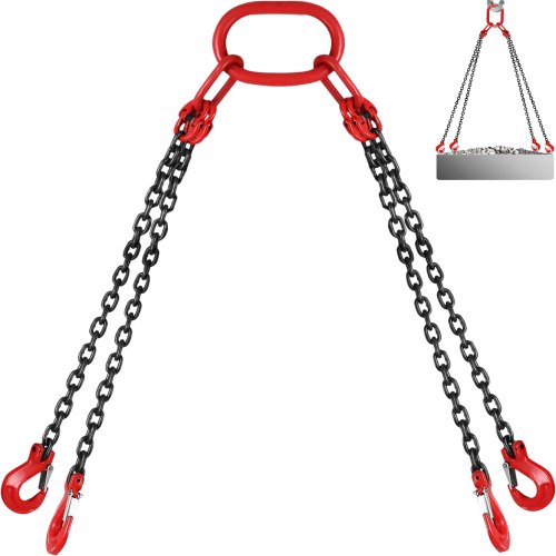1.5m X 4 Legs 8mm Lifting Chain Slings With Hooks Crane Grade 80 11023lbs