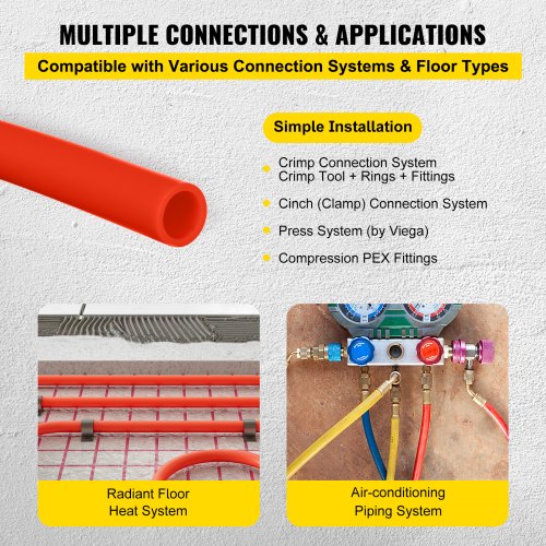 1/2"x1000ft Oxygen Barrier PEX pipe Tubing For Heating and Plumbing Radiant Heat 