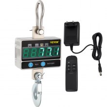 VEVOR 1000KG 2200LBS Digital LED Crane Scale 1T Heavy Duty Hanging Scale Silver Aluminum Digital Crane Scale LED-Display with Remote Control