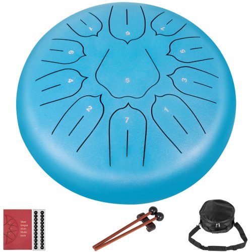Steel Tongue Drum 11 Note 10 Inch Percussion Instrument Steel Pan Drum, Sky Blue