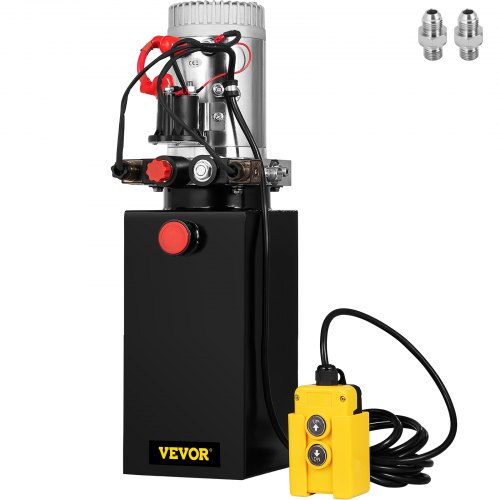 VEVOR Hydraulic Power Unit 10 Quart Hydraulic Pump Double Acting Power Unit Dump Trailer For Dump Trailer Car Lifting 3200 PSI (Steel, 10 Quart/Double