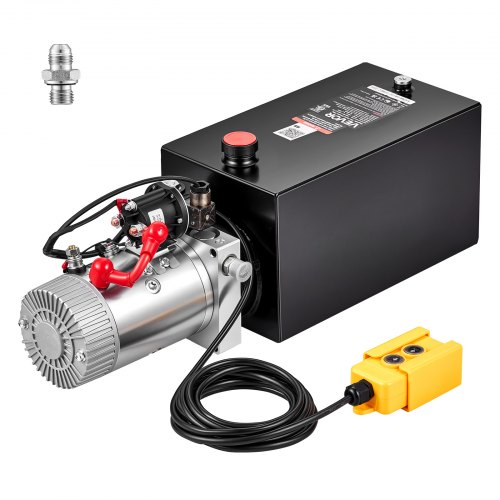 VEVOR 10 Quart Hydraulic Pump, Single Acting Dump Trailer Pump, 3200PSI Max Relief Pressure, 0.91 GPM Flow Rate, DC12V 1.6KW Hydraulic Power Unit for