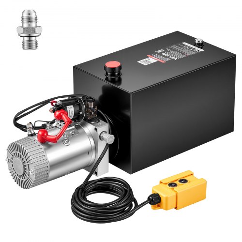 VEVOR 15 Quart Hydraulic Pump, Single Acting Dump Trailer Pump, 3200PSI Max Relief Pressure, 0.91 GPM Flow Rate, DC12V 1.6KW Hydraulic Power Unit for