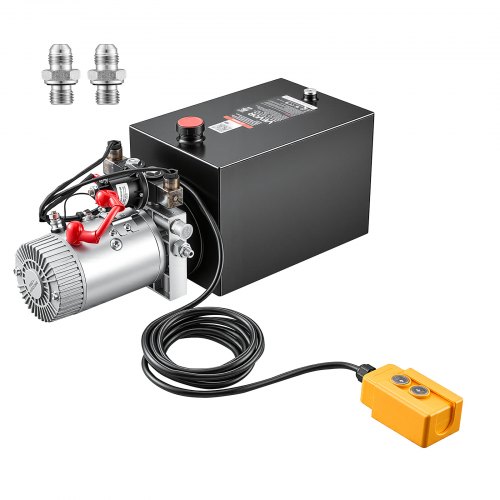 VEVOR 12 Quart Hydraulic Pump, Double Acting Dump Trailer Pump, 3200PSI Max Relief Pressure, 0.91 GPM Flow Rate, DC12V 1.6KW Hydraulic Power Unit for Dump Trailer Car Lifting (Horizontal Installation)