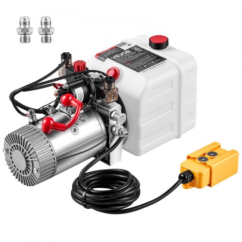 VEVOR 3 Quart Hydraulic Pump, Double Acting Dump Trailer Pump, 3200PSI Max Relief Pressure & 0.91 GPM Flow Rate, DC12V 1.6KW Hydraulic Power Unit for