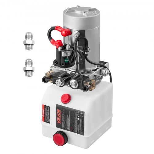VEVOR 3 Quart Hydraulic Power Unit, Double Acting Dump Trailer Pump, 3200 PSI Max Relief Pressure & 0.91 GPM Flow Rate, DC 12V Hydraulic Pump with Met