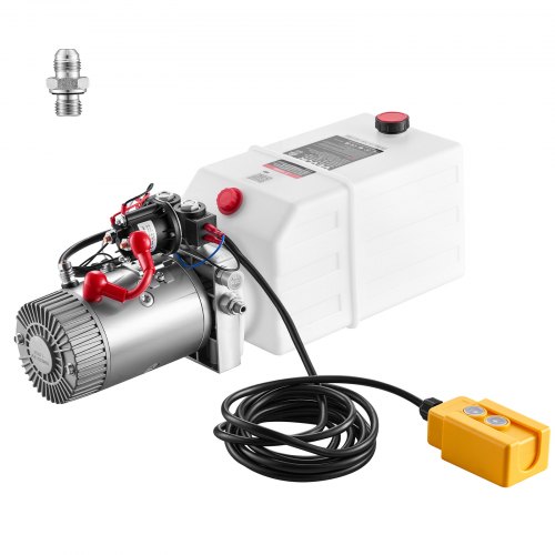 VEVOR 15 Quart Hydraulic Pump, Double Acting Hydraulic Trailer Pump, 3200PSI Max Relief Pressure, 0.91GPM Flow Rate, DC12V 1.6KW Power Unit for Dump Trailer Car Lifting (Horizontal Installation)