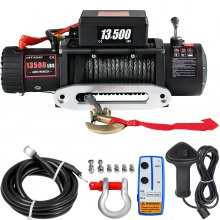 Vevor 13500lbs Electric Synthetic Rope Winch 12v Recovery Truck Roller Fairlead