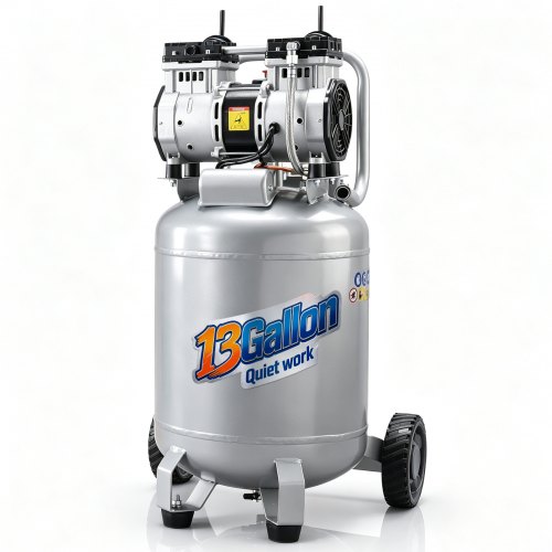VEVOR 13 Gallon Air Compressor, 2HP 4.6 SCFM@90PSI Oil Free Air Compressor Tank, 66dB Ultra-Quiet Compressor for Tire Inflation, Auto Repair, Woodwork