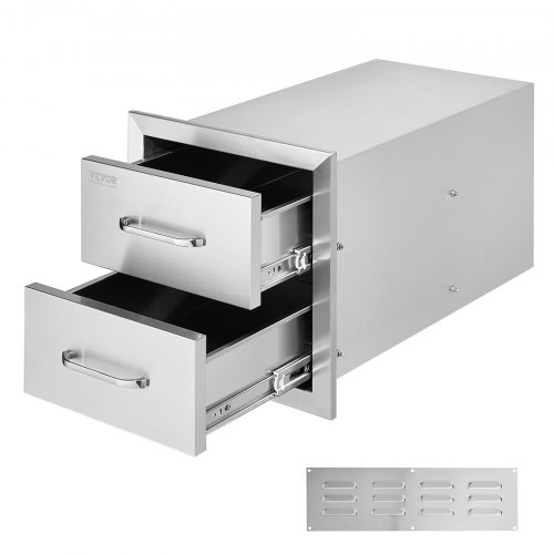 

BBQ Double Drawer 370 X 360 mm Gas Barbeque BBQ Island Double Access Drawer