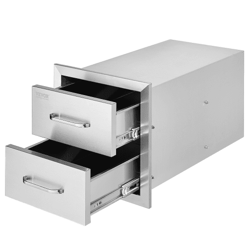

VEVOR Outdoor Kitchen Drawers 14W x 14.3H x 23D Inch, Flush Mount Double BBQ Drawers Stainless Steel with Handle, BBQ Island Drawers for Outdoor Kitchens or Grill Station