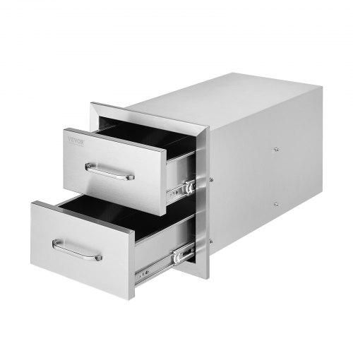 

VEVOR Outdoor Kitchen Drawers 14W x 14.4H x 23D Inch, Flush Mount Double BBQ Drawers Stainless Steel with Handle, BBQ Island Drawers for Outdoor Kitchens or Grill Station