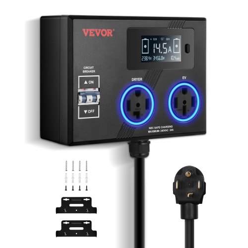 VEVOR NEMA Splitter for Dryer and EV 3Color LED Indicator 240V Smart Power Distribution With NEMA 1430 Plug NEMA 1430 NEMA 1450 Outlets Lar VEVOR NEMA Splitter for Dryer and EV 3Color LED Indicator 240V Smart Power Distribution With NEMA 1430 Plug NEMA 1430 NEMA 1450 Outlets Lar