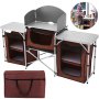 Camping Kitchen Stand Portable Cooking Cabinet Storage Unit Windshield Outdoor