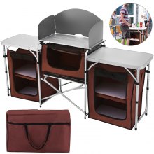Camping Kitchen Picnic Cabinet Table Portable Folding Cook Storage Rack Alu