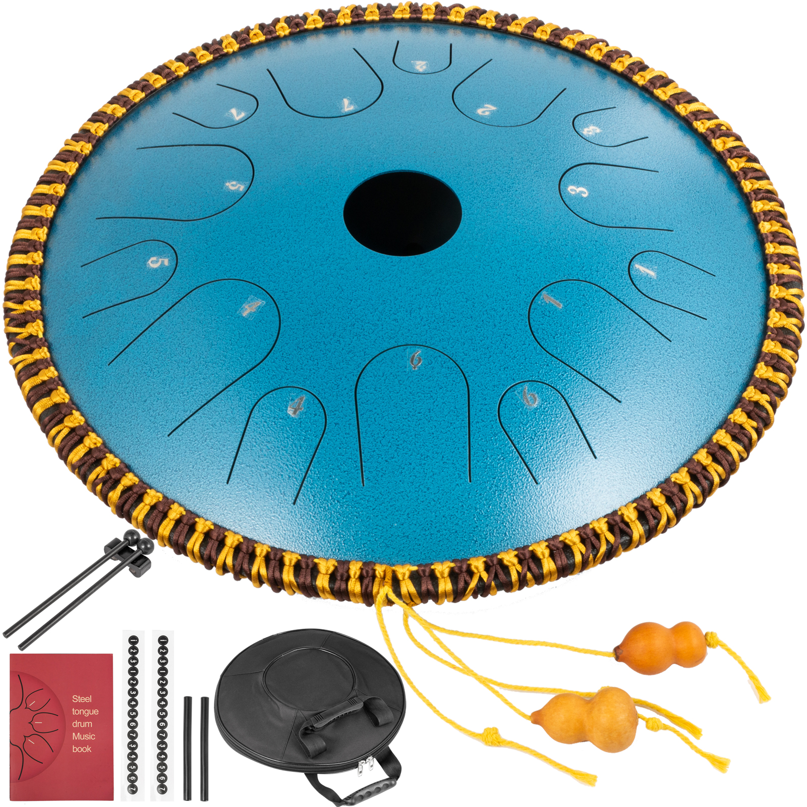 Tongue Drum 14 Notes, Dish Shape Drum, 14 Inches Dia. With Rope Decoration, Blue от Vevor Many GEOs