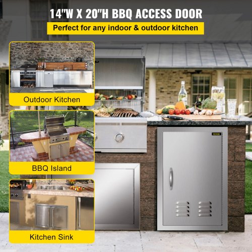 Stainless Steel 14"W x 20"H Single Access Door BBQ Island Outdoor Kitchen. 