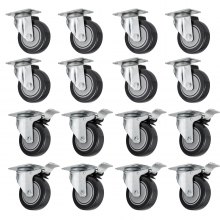 Set Of 16 Swivel Plate Casters With 4" Polyurethane Wheels & 8 Side Brakes
