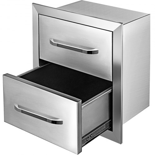 Outdoor Kitchen Bbq Island Stainless Steel Double Access Drawer Storage W/handle