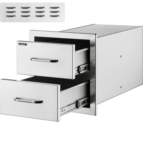 17.7"x20.5" OUTDOOR KITCHEN / BBQ ISLAND STAINLESS STEEL DOUBLE  STORAGE DRAWERS