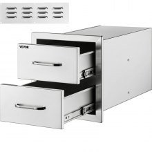 BBQ Island /Outdoor Kitchen Drawer 18X20.5" Stainless Steel Double Narrow Drawer