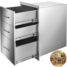 Outdoor Kitchen Drawer 18"X23" Stainless Steel Narrow Trash Drawer BBQ Grill