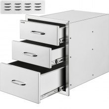Stainless Steel BBQ 3-Drawer Storage 45x58 cm Kitchen Drawers Door Chrome Plated