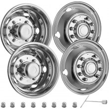 VEVOR Polished 19.5\" 10 Lug Wheel Simulators Stainless Steel Bolt Kit Hubcap Kit Fit for 2005-2020 Ford F450/F550 2WD Trunk Dually Wheel Cover Set