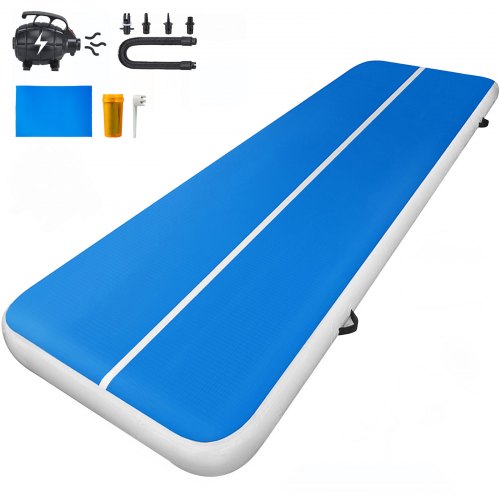 VEVOR 10ft 13ft 17ft 20ft 30ft Air Track 8 inches Airtrack 4 inches Air Track Tumbling Mat for Gymnastics Martial Arts Cheerleading Tumble Track with Pump (Blue, 30ft3.3ft4in(9x1x0.1m))